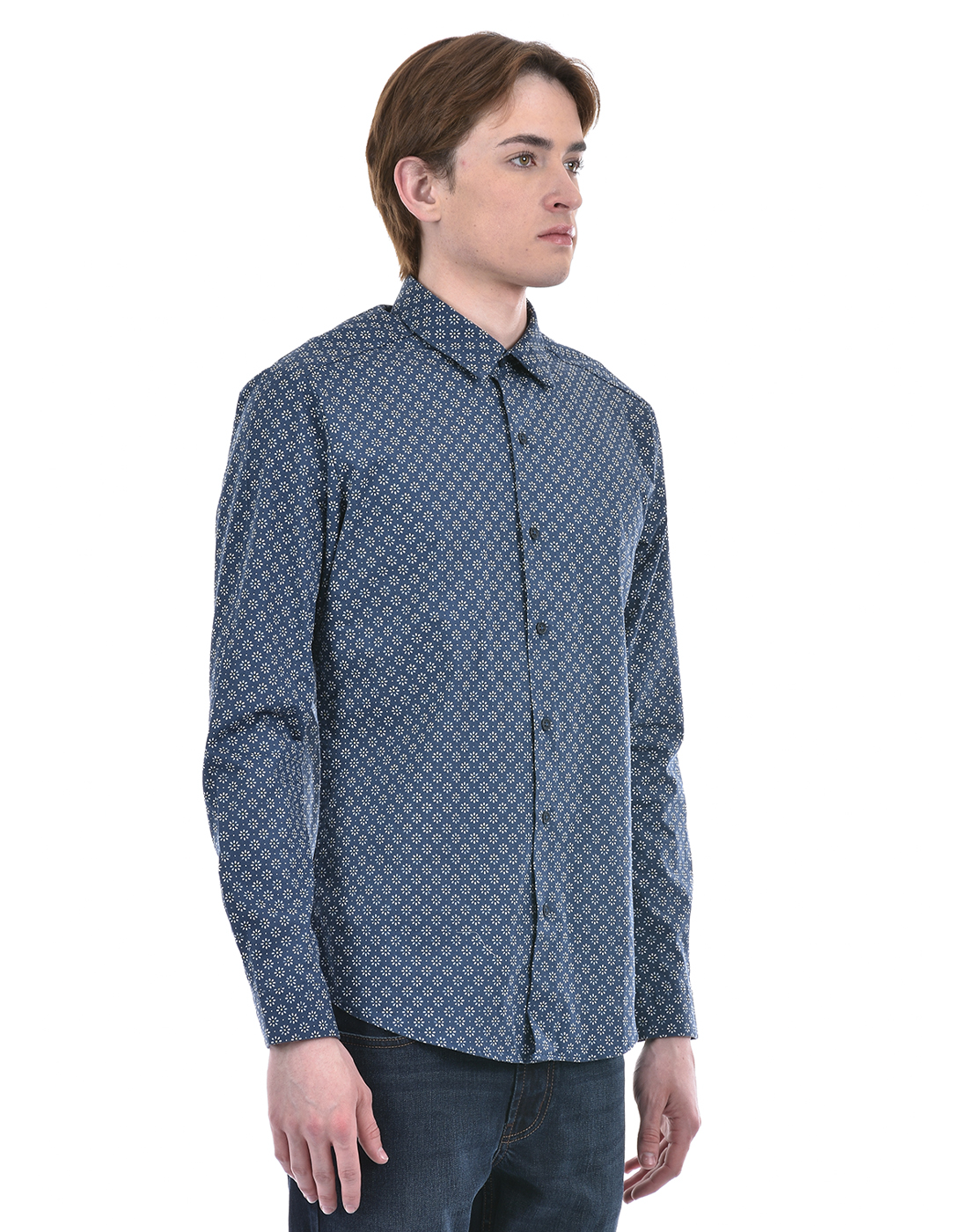 Numero Uno Men Floral Print Navy Shirt